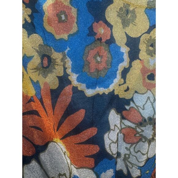 Vintage Unbranded Midi Dress Blue Yellow Floral Side Zip Sleeveless Sz M - Picture 3 of 3